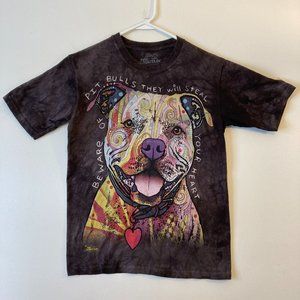 The Mountain Tee Shirt Youth L Black Brown Beware Of Pit Bull Dog